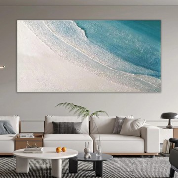 Océano azul arena blanca playa arte pared decoración orilla del mar Pinturas al óleo